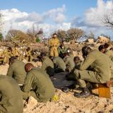 Australian Army padre Chaplain Major James Hall leads a prayer for Australian and Fijian personnel during an evening devotion on Atata Island, Tonga, during Operation Tonga Assist 2022.