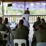 Australian Army chaplain Joseph Hwang leads a service while deployed to the Solomon Islands.