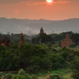 Sunset over Bagan, Myanmar.