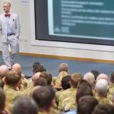 Australian Army soldiers listen to a lecturer at Australian National University.