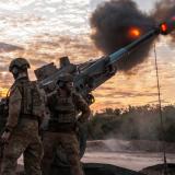 Australian Army Gunners from the 103rd Battery, 8th/12th Regiment, Royal Australian Artillery fire the M777A2 howitzer at Mount Bundey Training Area as part of Exercise Predator's Walk.