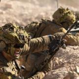 Reserve soldiers in a trench.