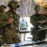 Australian Army Commander 1st Division Major General Ash Collingburn, AM, DSM, conducts key leadership engagements with Japan Ground Self-Defense Force officers.
