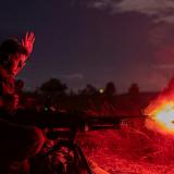 Australian Army soldiers firing the MAG 58 at night.