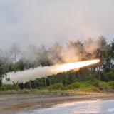 A HIMARS fires ripper shots at grids into the ocean.