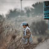 An Australian Army officer walks near the demarcation line between Lebanon and Israel and Lebanon and the Golan Heights while deployed on Operation Paladin.