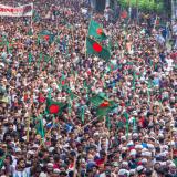 The victory celebration of Bangladeshi student's one point movement