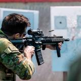 An Australian Army soldier from Special Operations Command during a live-fire range practise session.