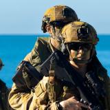 Australian Army officers and soldiers attached to the Australian Amphibious Force participate in Wet and Dry Environmental Rehearsals.