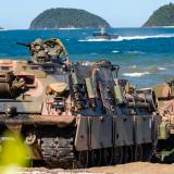 Members of the Australian Amphibious Force conduct an M1A1 Abrams tank recovery exercise.