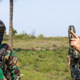 Australian Army and Indonesian National Armed Forces soldiers from the Joint Preparation Landing Force, conduct a reconnaissance patrol.