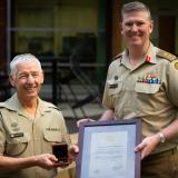 Australian Army soldier Warrant Officer First Class Russell Cliffe, was presented the Federation Star for 50 years of service by head of land capability Major General Richard Vagg at Russell Offices on June 23, 2025.