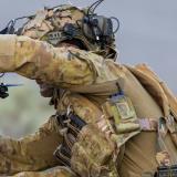An Australian soldier handling an FPV drone.