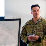Australian Army officers instruct on the military appreciation process component of the Junior Officers Combat Instructor Training.