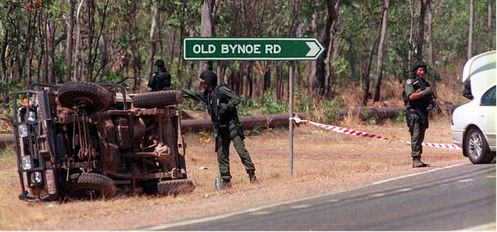 Northern Territory Police Tactical Response Group vehicle post rollover